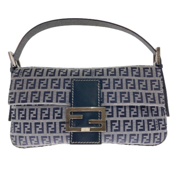 Fendi Handbags - FENDI Zucchino Hobo Shoulder Bag 2201 26424 Black Silver Handbag